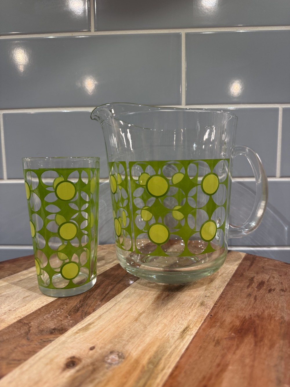 Vintage 1970s Pop-Art Pitcher & Glass Set