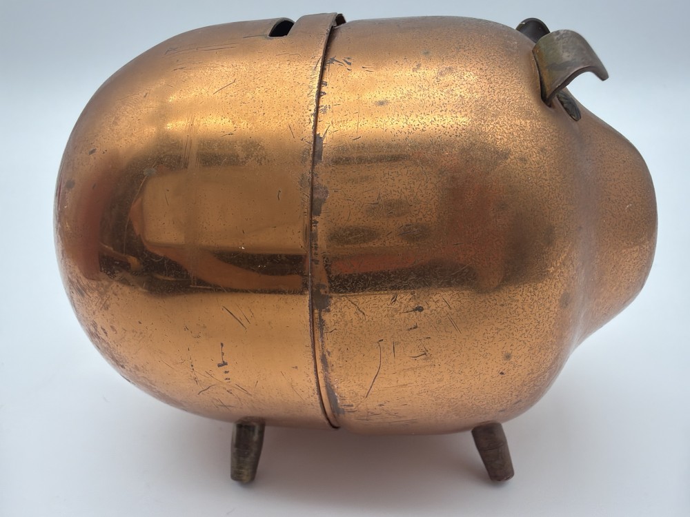 Vintage Copper Pig Coin Bank AS IS