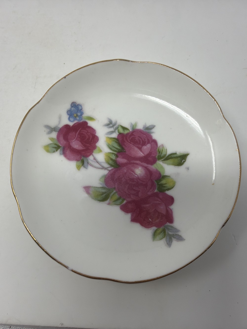 Vtg Bone China Butter Pat–Rose Bouquet