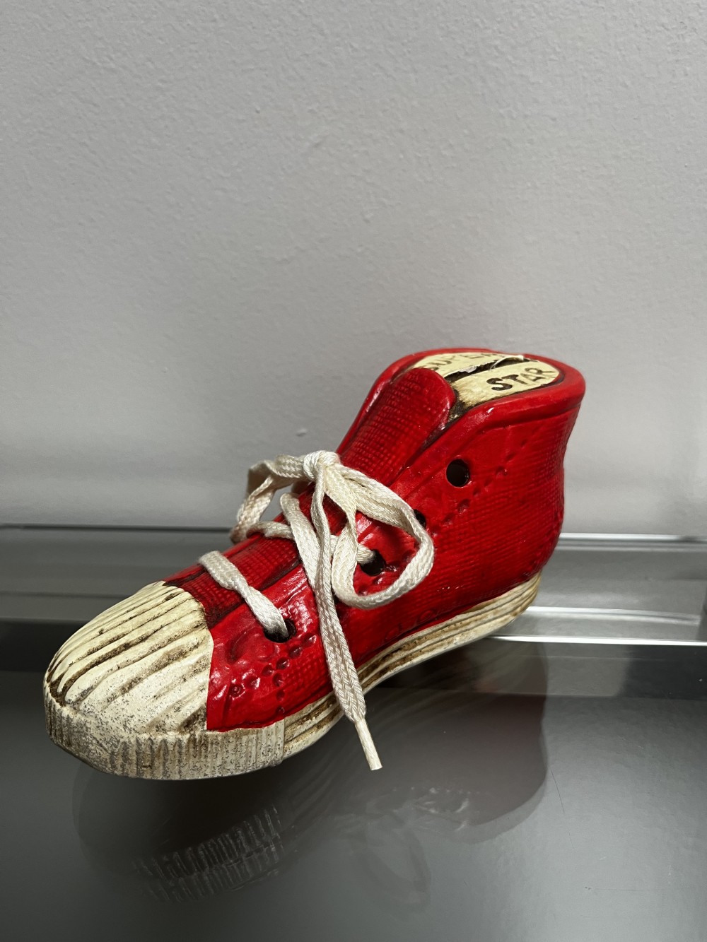 Vtg Enesco Red Sneaker Bank