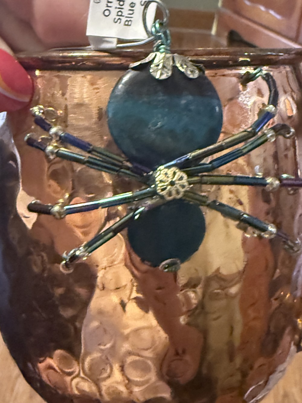Ornament Spider Deep Blue Green & Silver