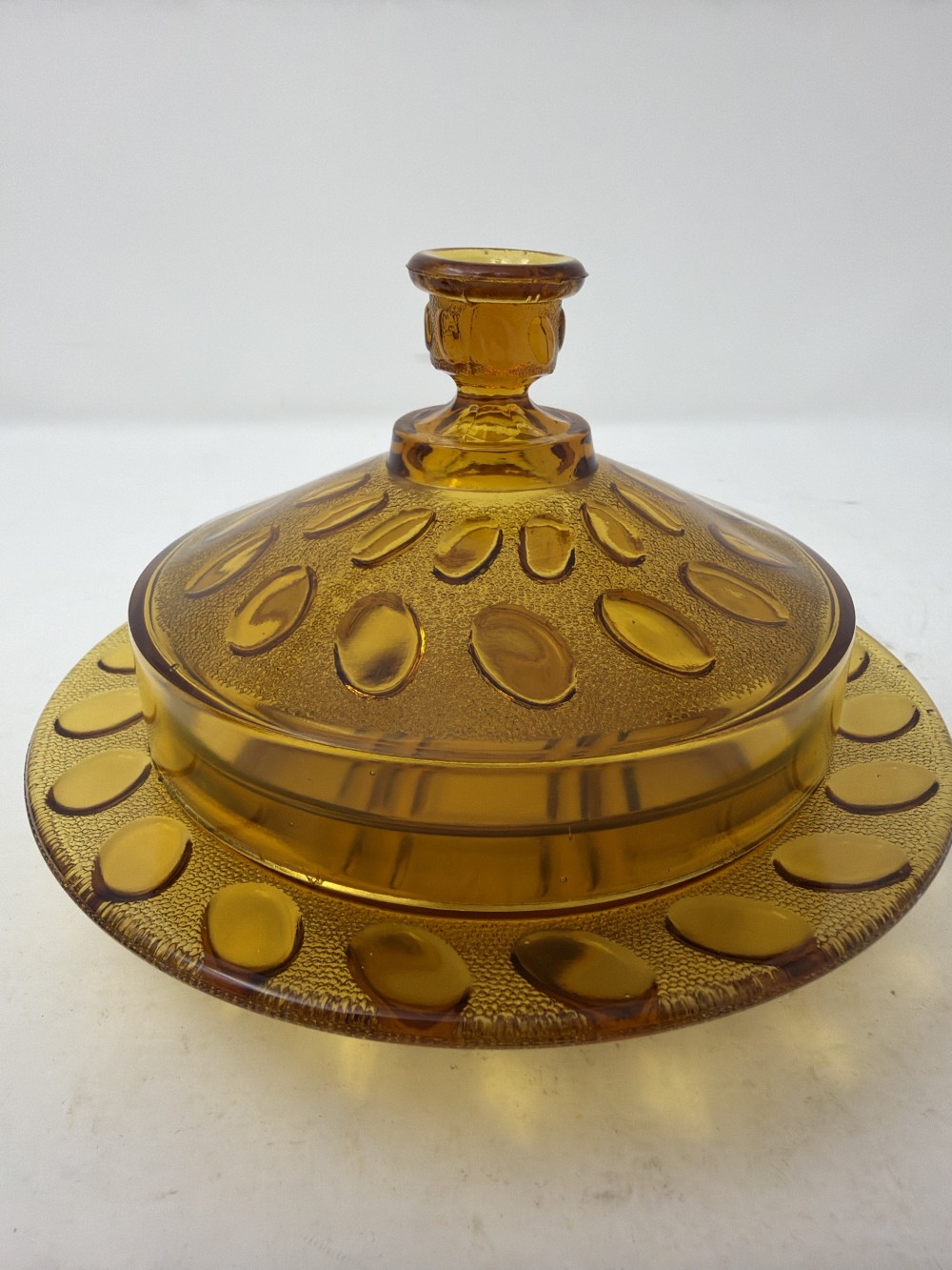 Vtg Amber Dish - flea bites