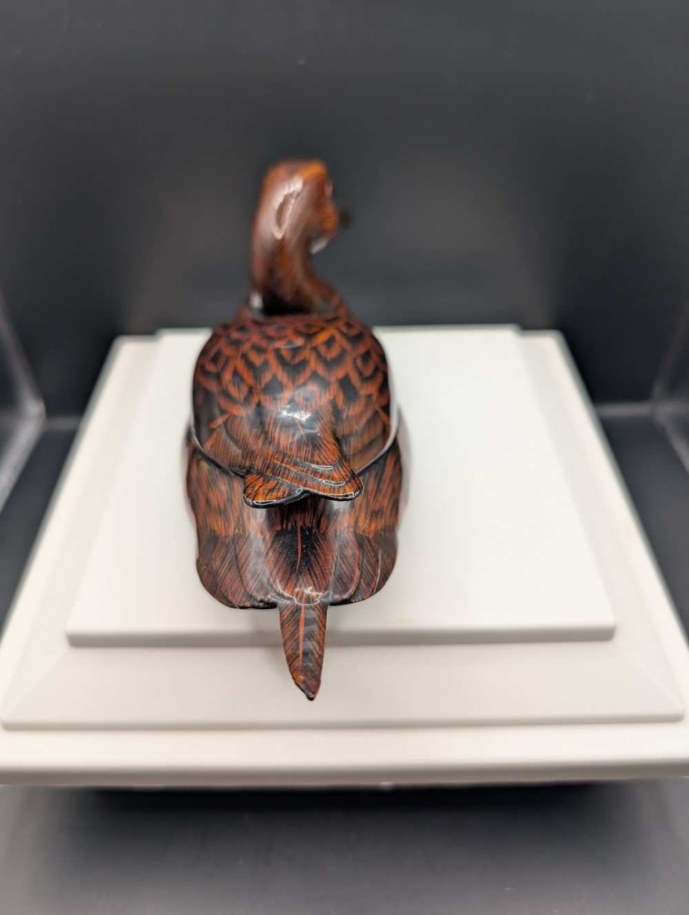 Wooden hand-painted duck trinket box