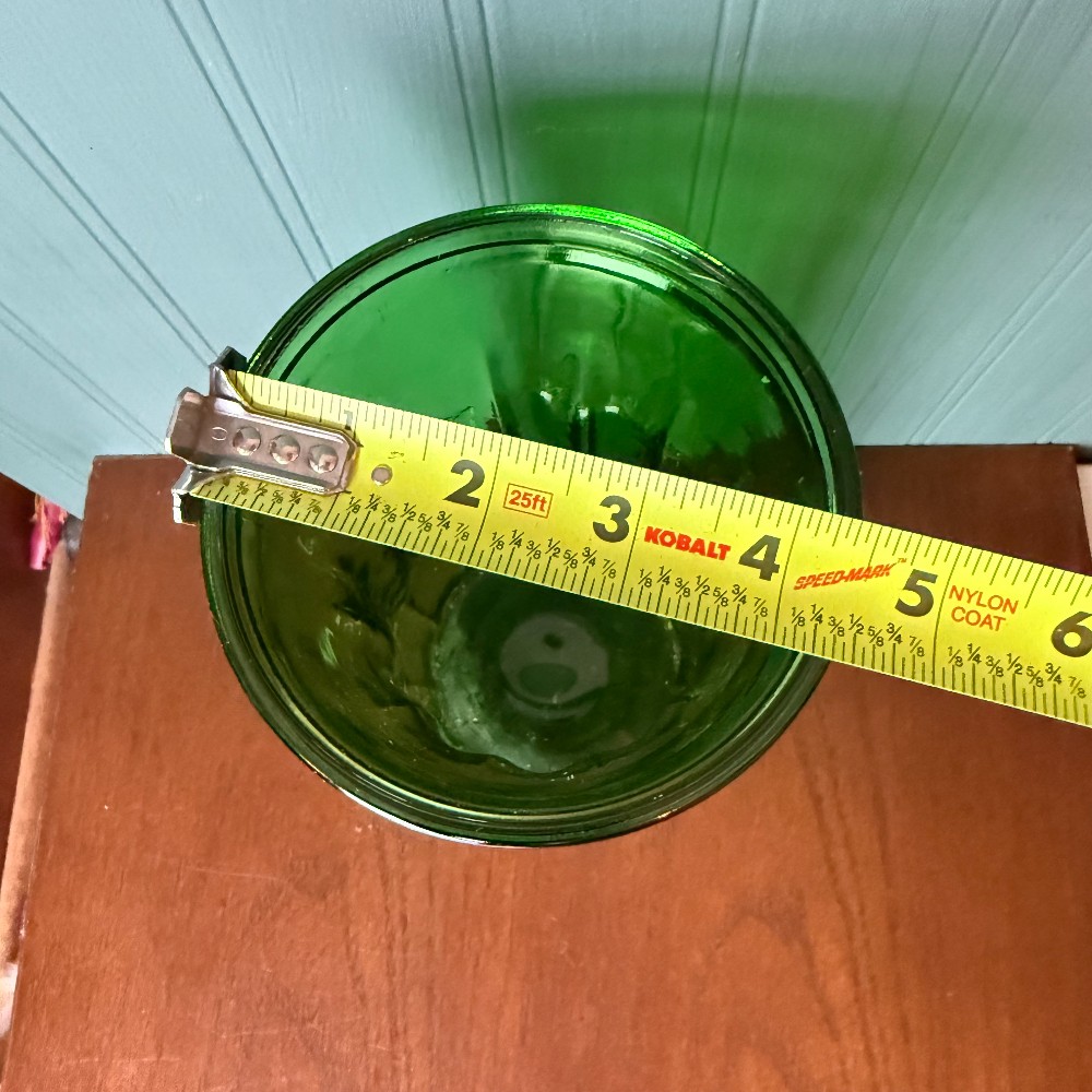 Vintage Emerald Green Ribbed Glass Vase, Waisted Hourglass Shape