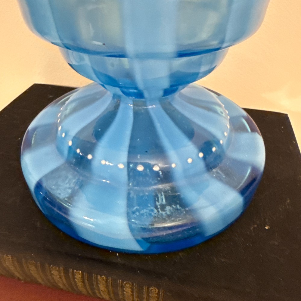 Antique Victorian Blue Glass Floral Vase – AS-IS