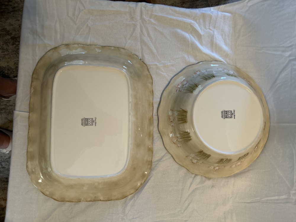 Cheri Blum for 222 FIFTH Large Serving Bowl and Platter - Narcissus Floral Pattern - see pics