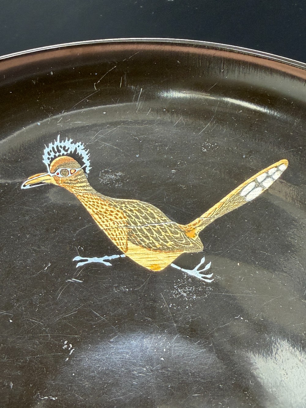 Couroc Vintage MCM Road Runner Serving Bowl
