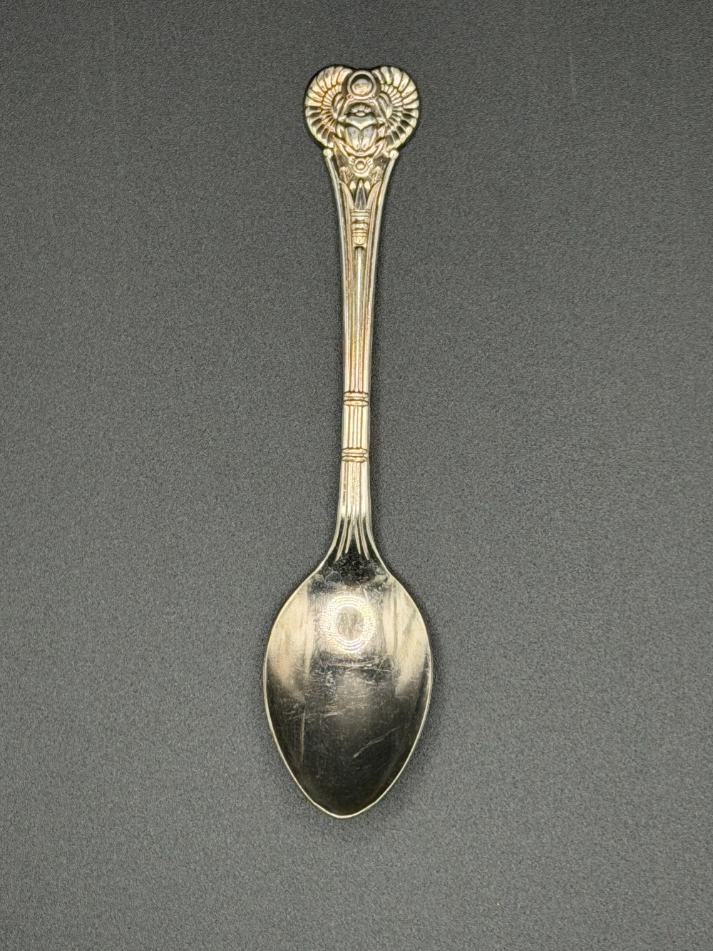 Antique Egyptian Revival Scarab Demitasse Spoon