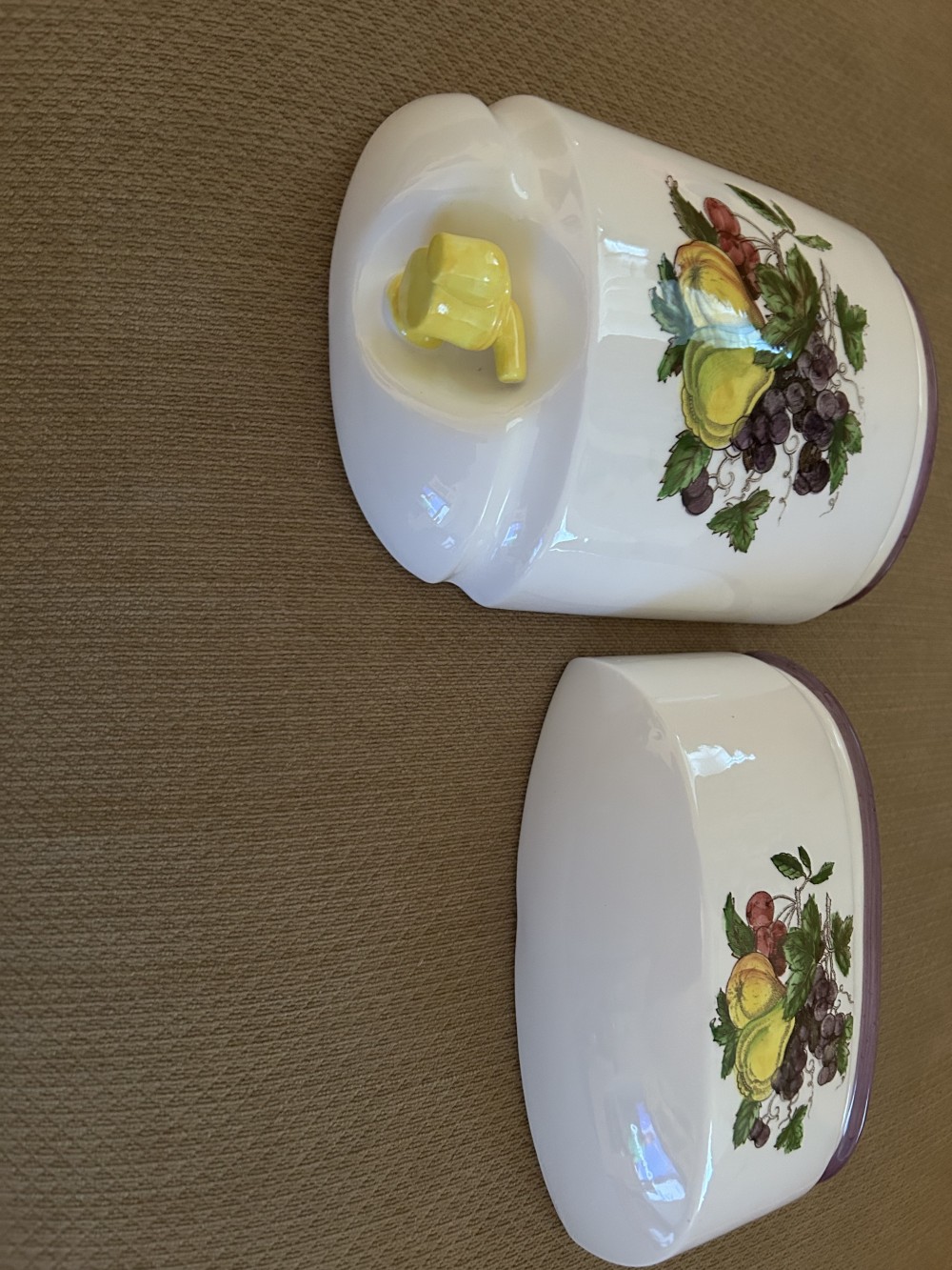 Vintage Ceramic Lavabo Planter Wall Pocket Fountain Fruit decor 2 pc 14.25