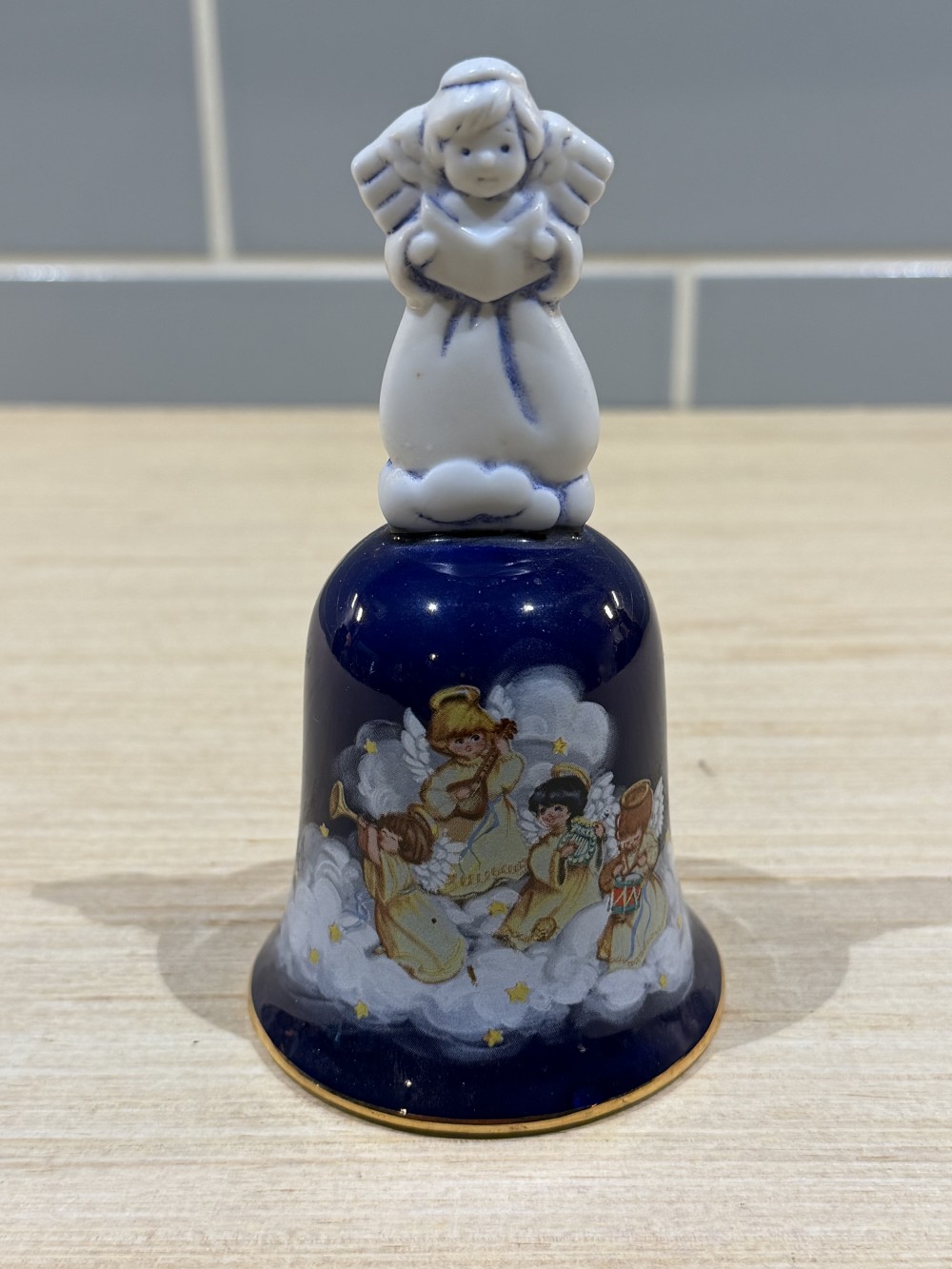 1992 Christmas Bell with Angel Topper — 5”