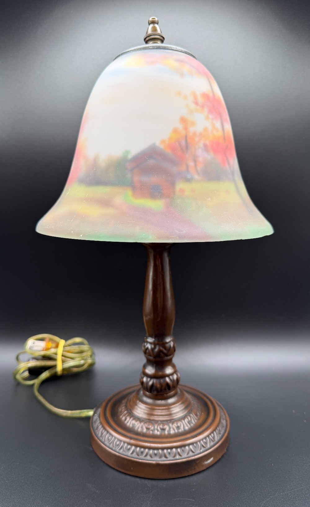Tiffany Style Reverse Painted Glass Accent Lamp