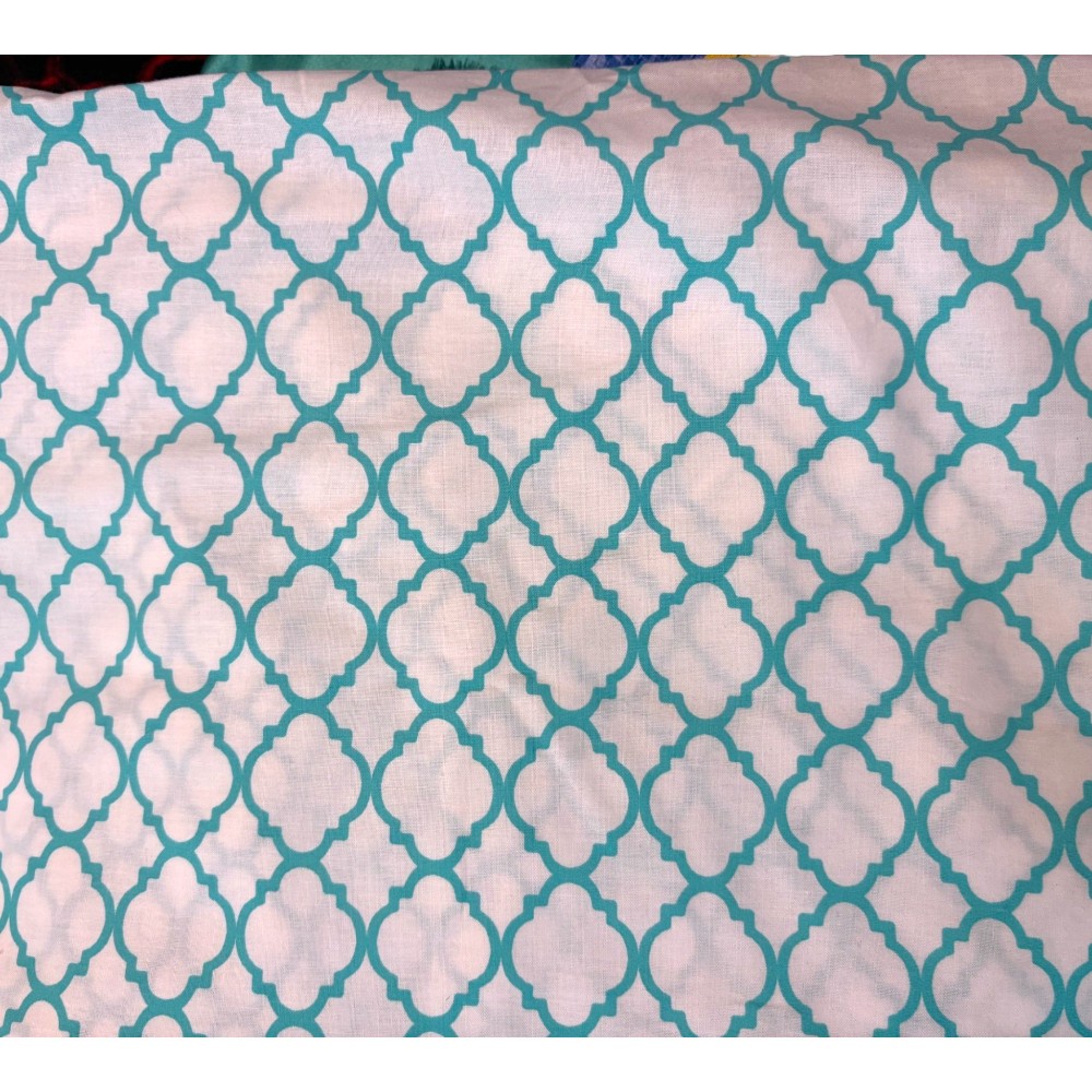 Aqua Quatrefoil Trellis Geometric - Cotton