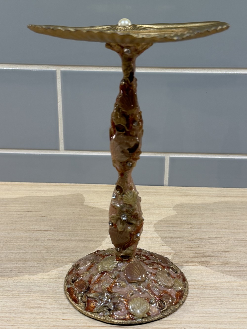 VTG Vance Kitira Seashell Pillar Candle Holder 8’