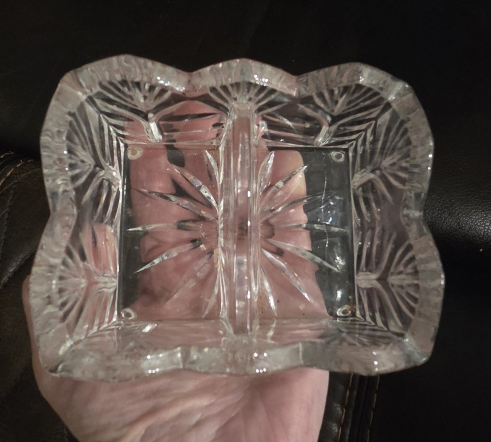 VTG Crystal Fifth Ave Portico Tea & Sugar Packet Holder