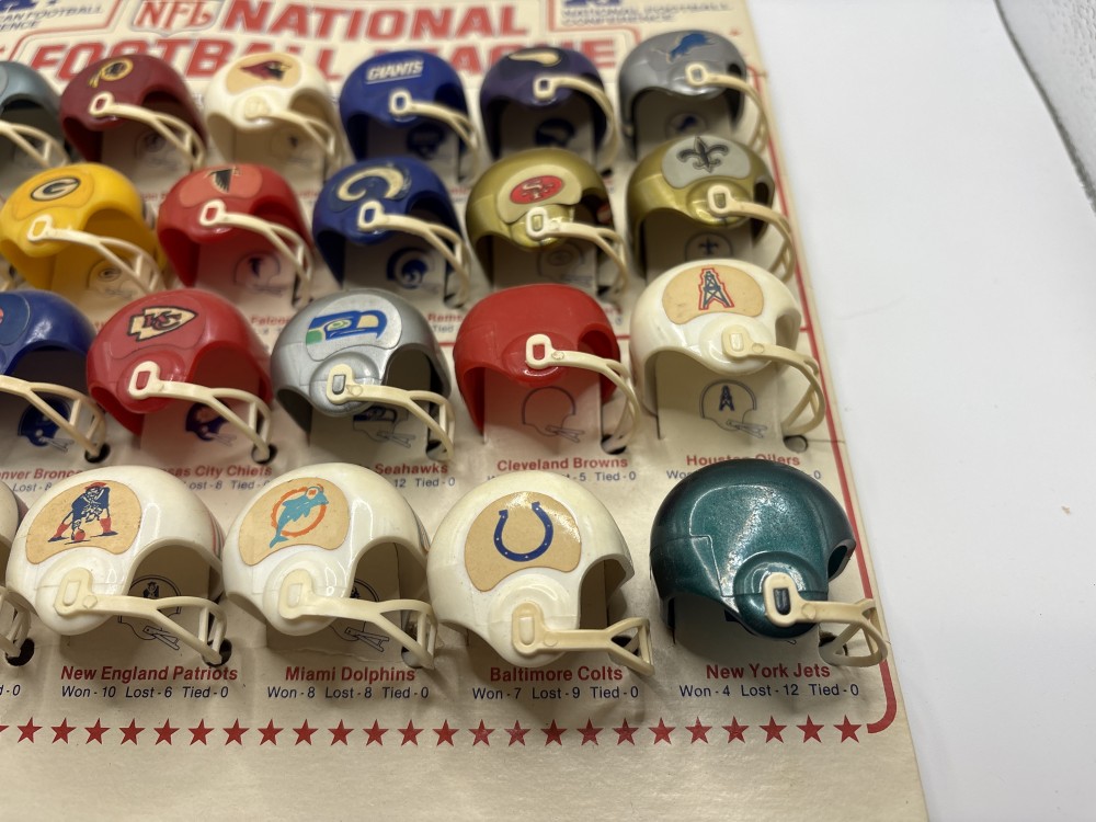 1980 NFL Standings Board with Mini Helmets Complete Set with Cardboard Display  As-is