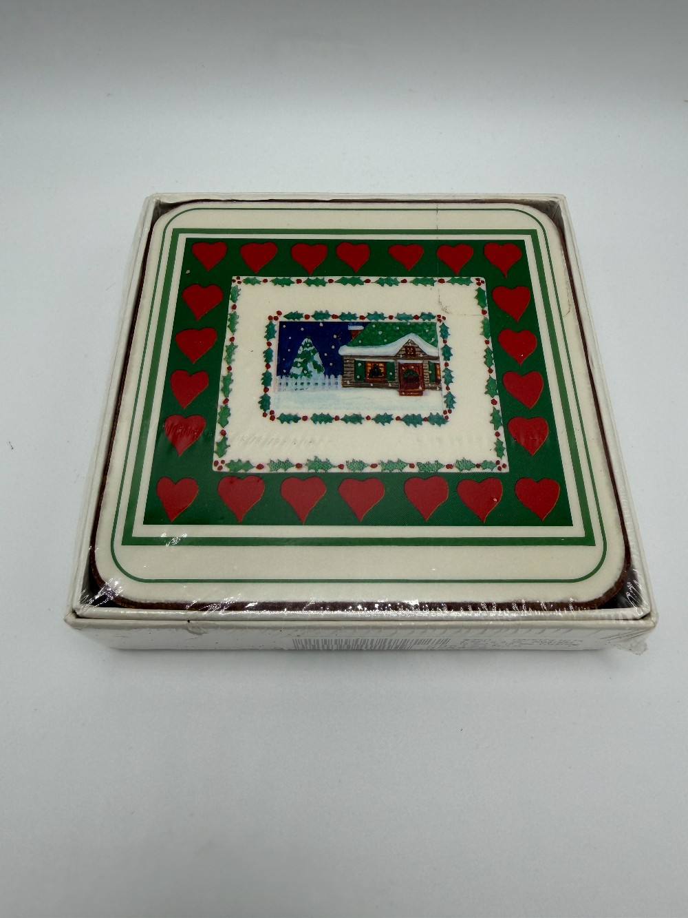 Vintage Coasters English Life Christmas Hearts Factory Sealed