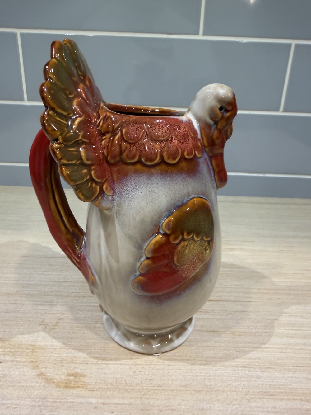 Vintage Ceramic Turkey Pitcher 8.5”