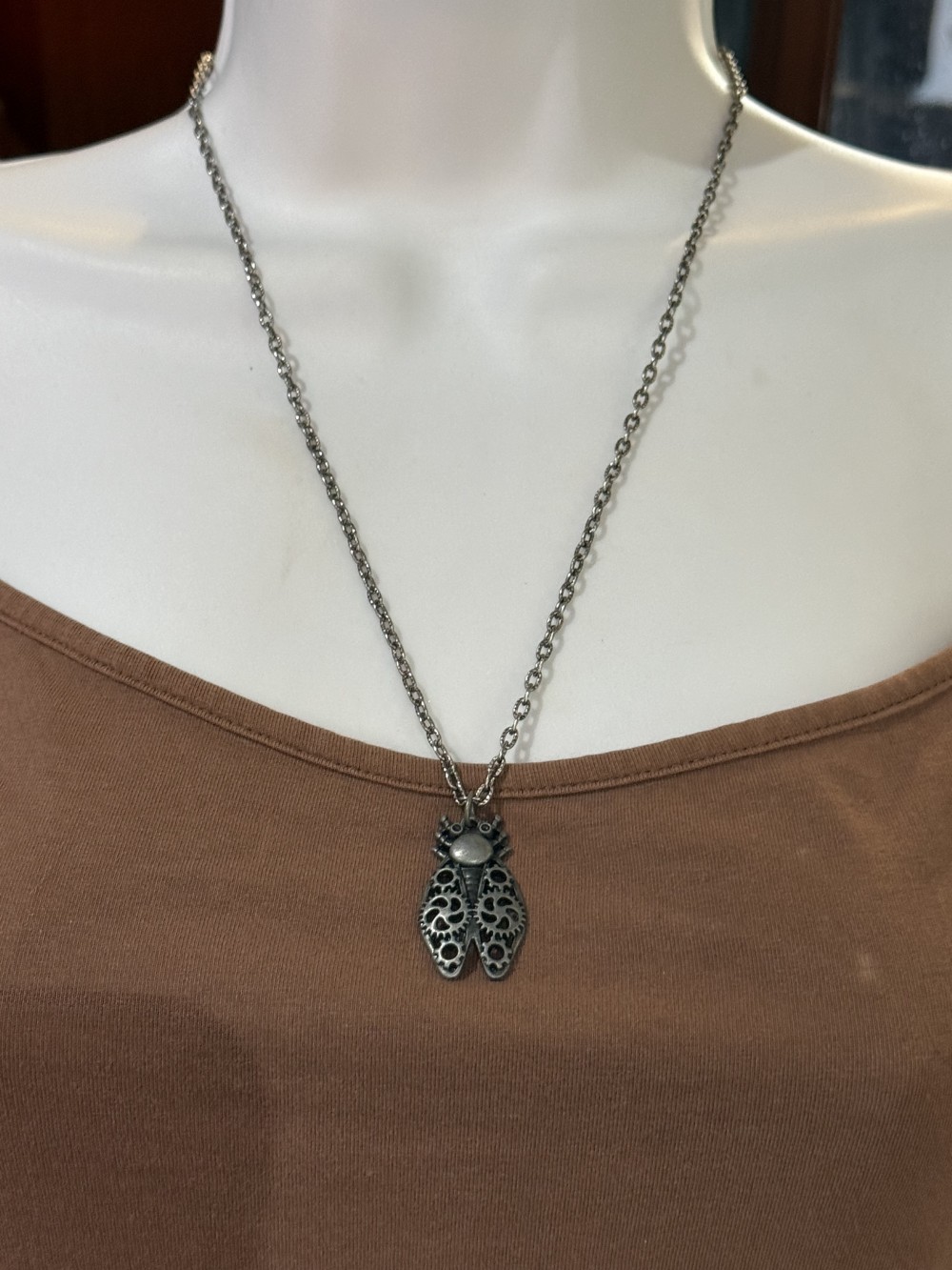Pendant Necklace - Steampunk Insect in Pewter, Fly