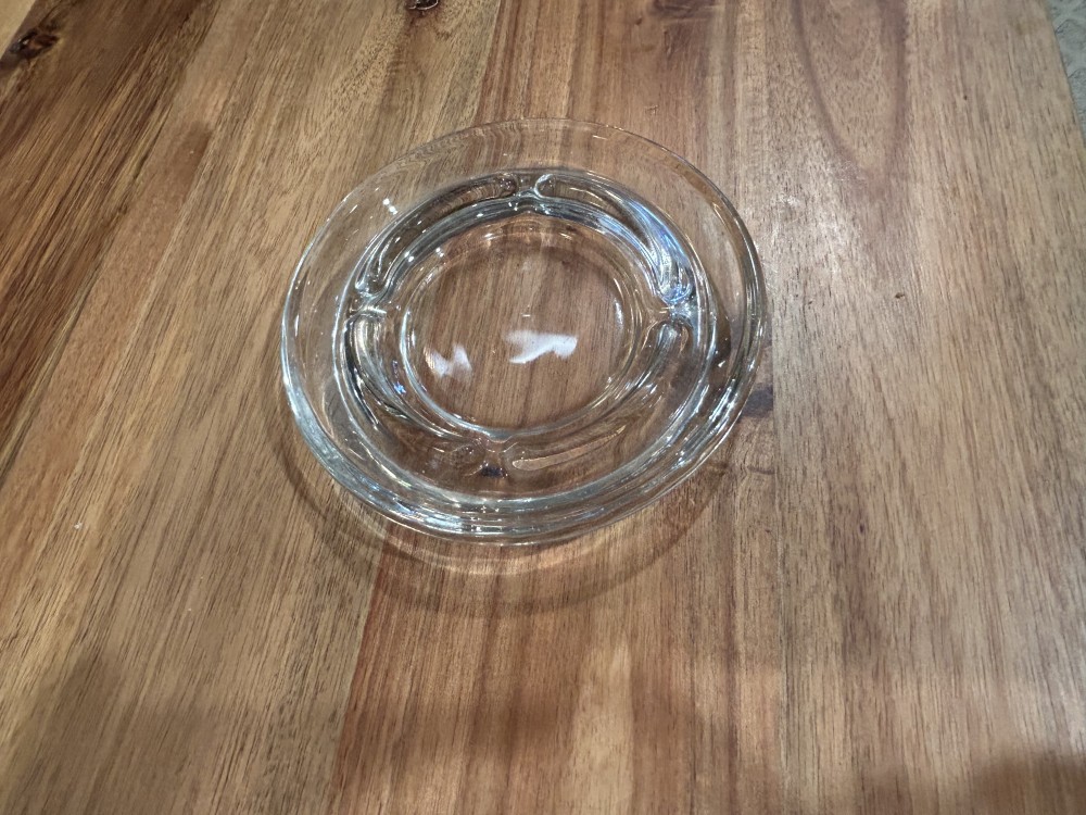 Vintage MCM Clear Glass Round Ashtray