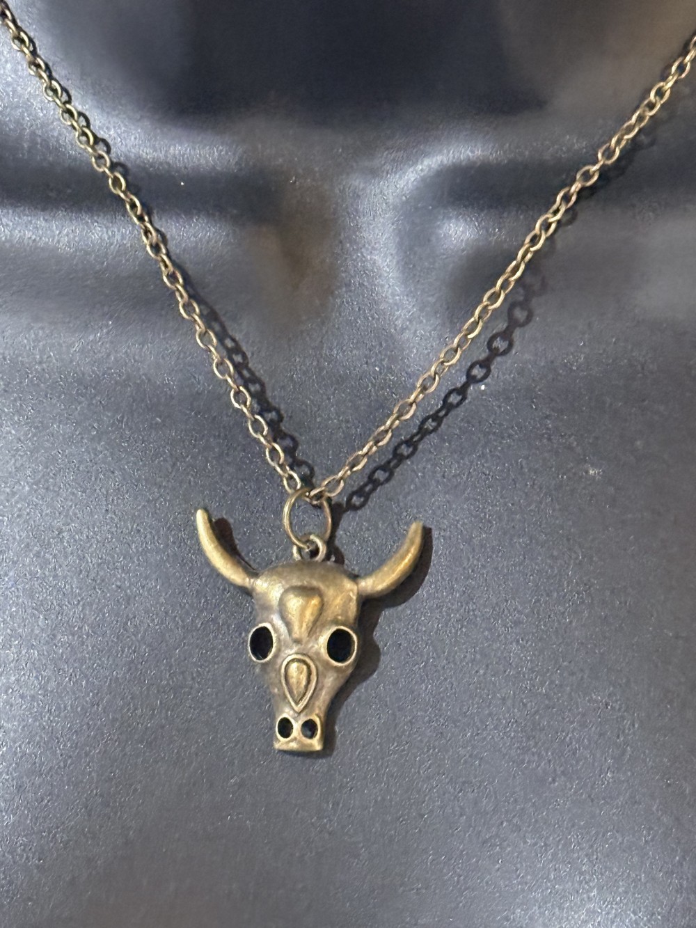Necklace - Bronze Steer Skull Lg Pendant
