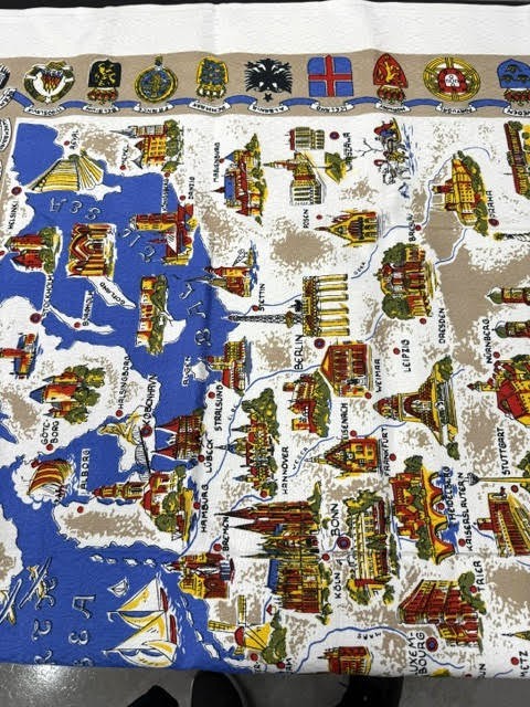 European Souvenir Tablecloth Multiple Countries Nice Quality Linen