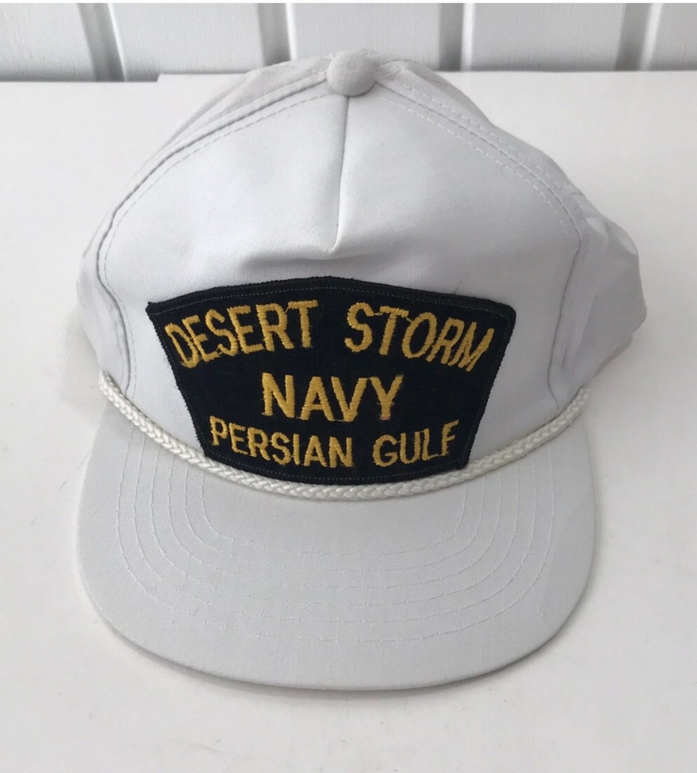 Hat Desert Storm Navy Persian Gulf Vintage Snapback Rope Cap Made in Korea