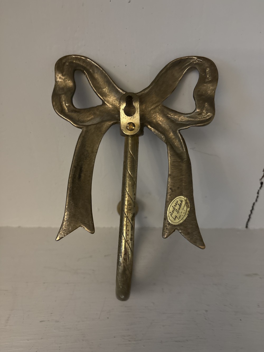 Brass Bow Ribbon Wall Hanger With Hook