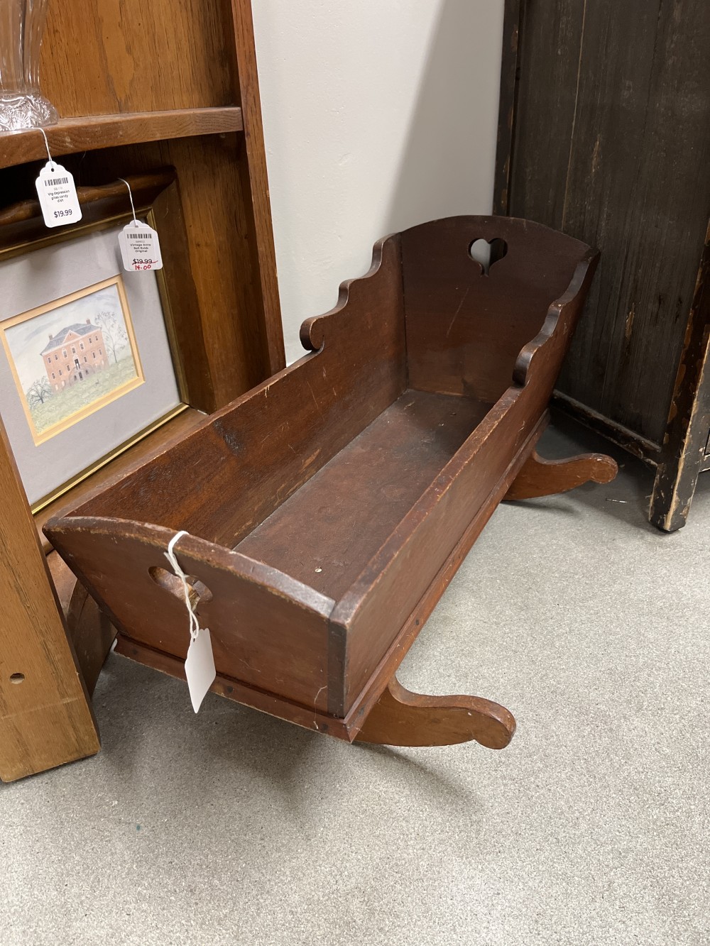 Vintage rocking doll cradle