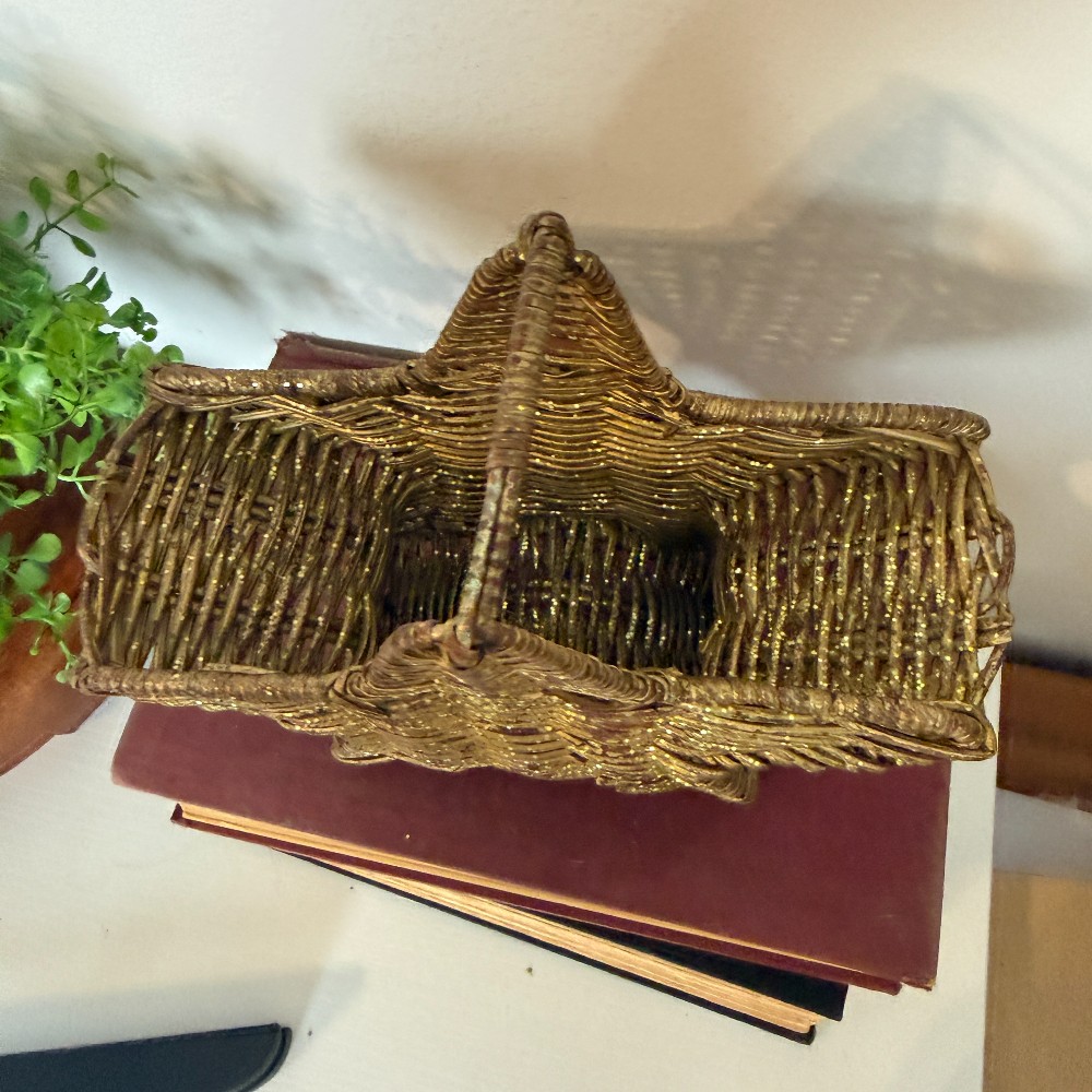 Gold-Painted Wicker Star Basket