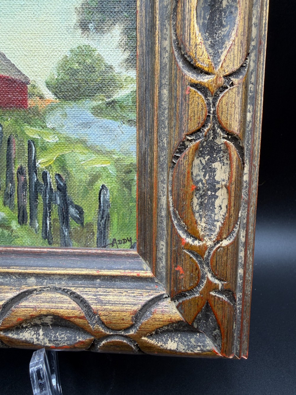1970 Original Landscape Oil Painting Red Barn Framed and Signed