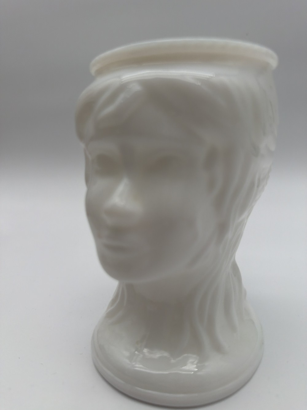 Vtg Milk Glass Lady Head Planter