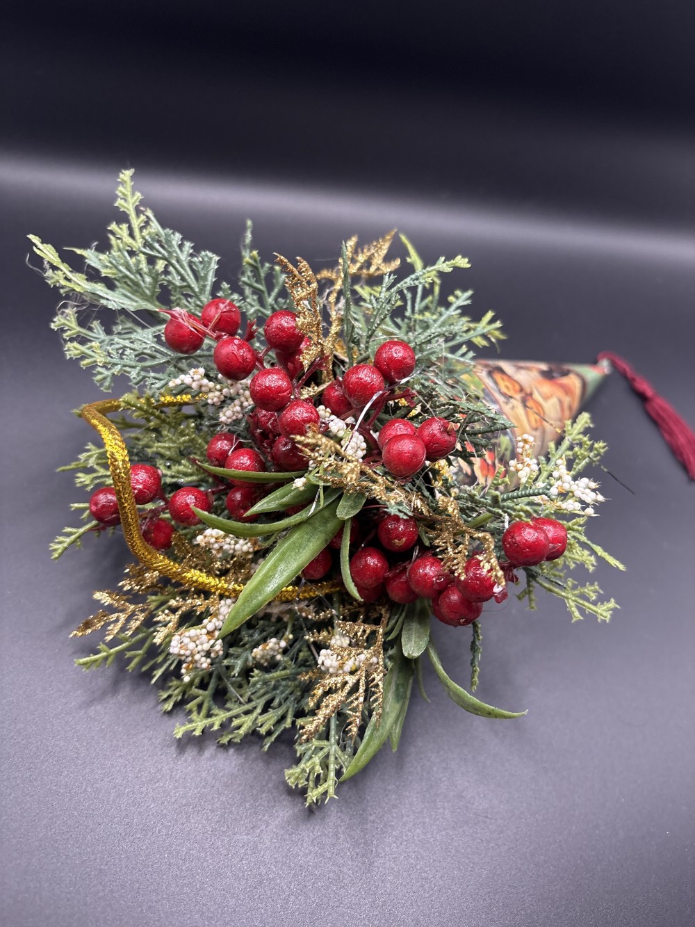 Christmas Hanging Cornucopia Vintage Style ~12 in H