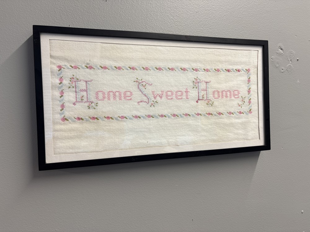 Needlepoint “Home Sweet Home” Framed Art