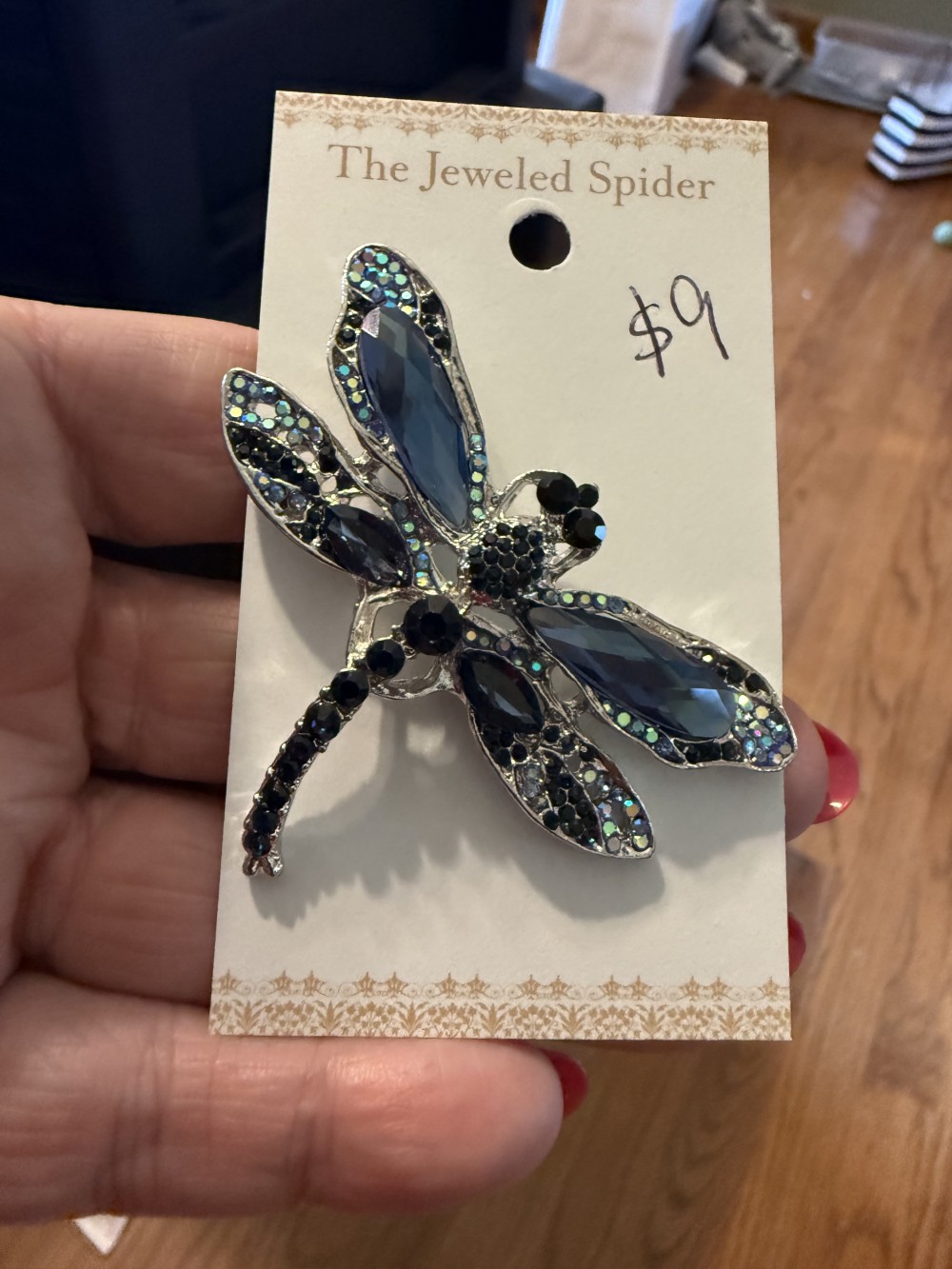 Dragonfly Brooch Pin - Blue Jewels & Stones