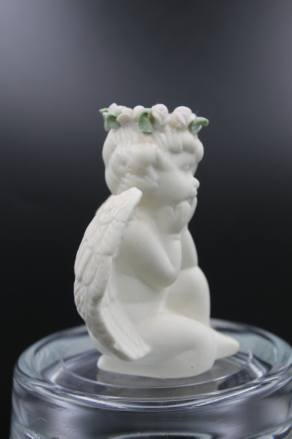 s/2 matte bisque sitting angel/cherub pot hugger