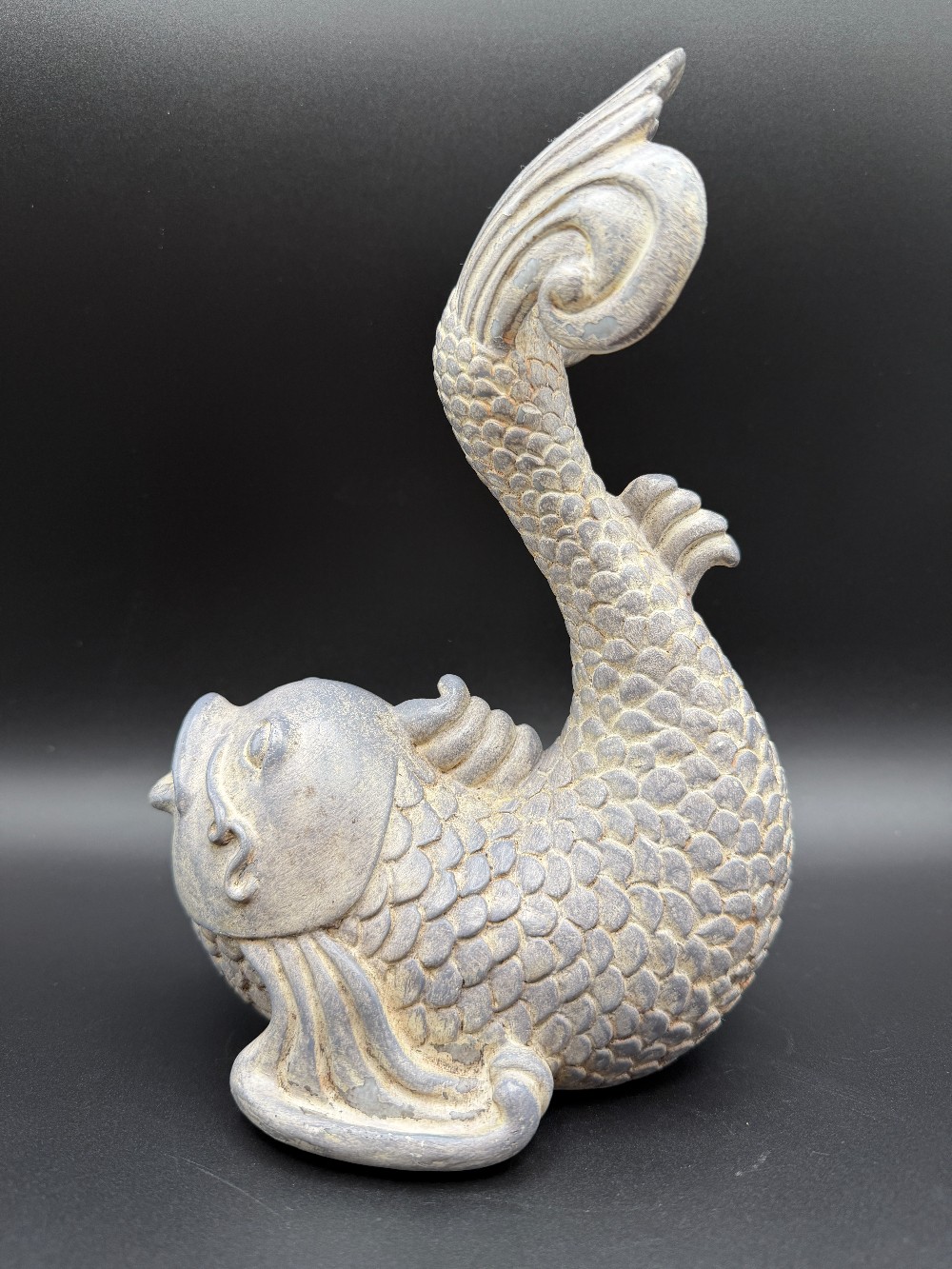 Stone Resin Koi Fish Spitter Pond Fountain Decor Decorative Statue