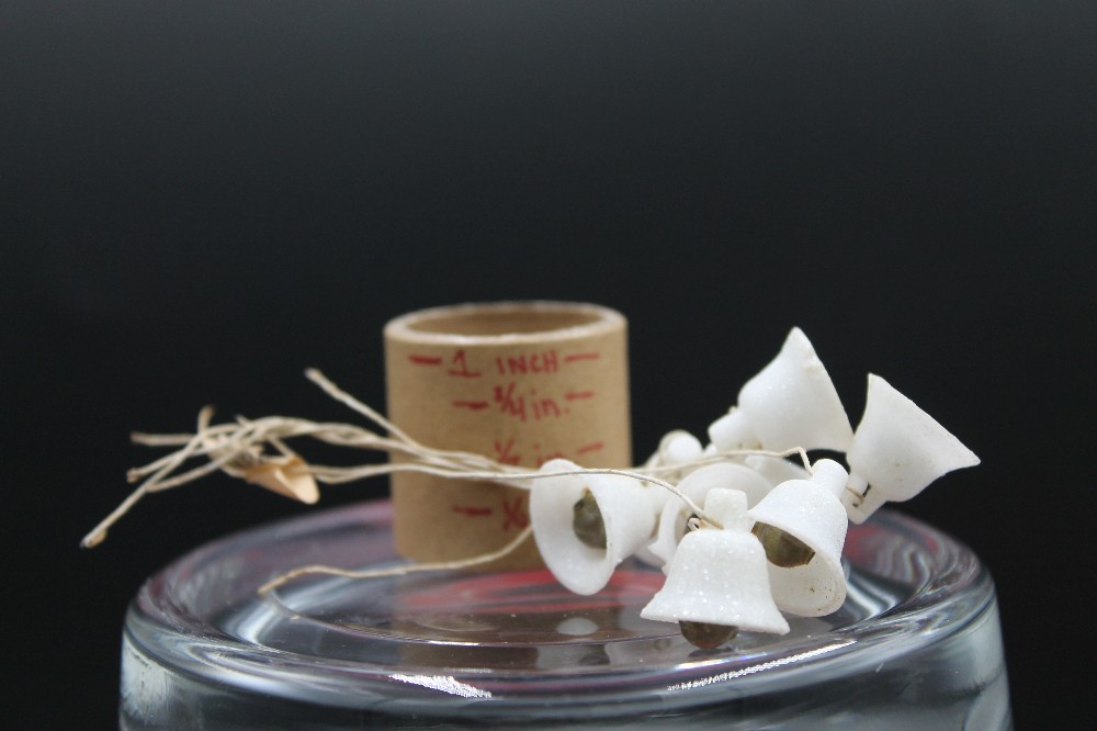 Vtg 1970s miniature white plastic jingle bell floral picks