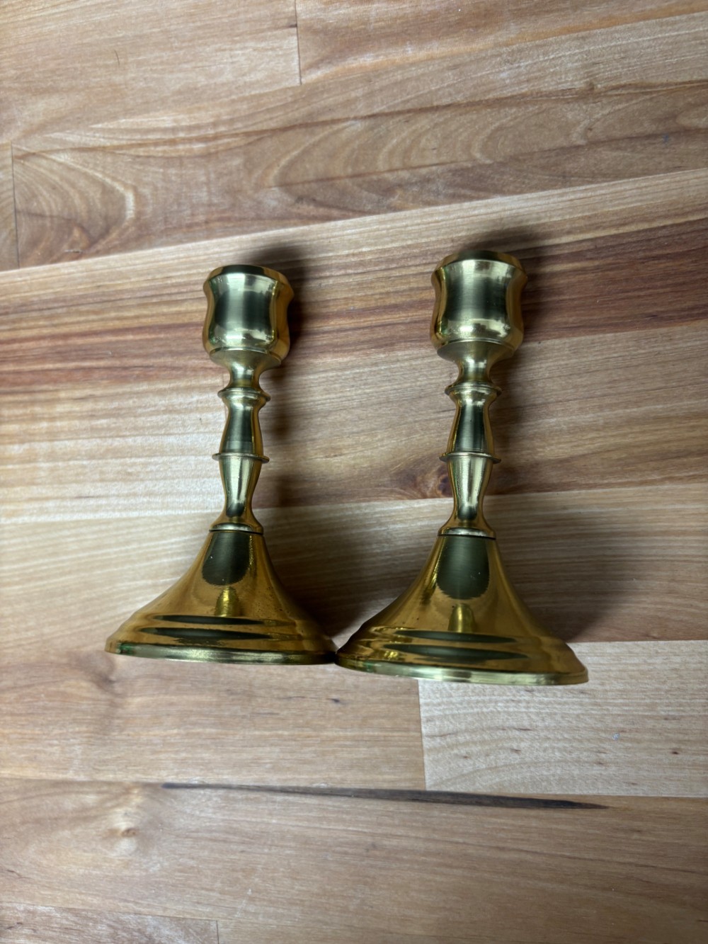Brass Candlestick Holders Pair 4 Inch Made in Taiwan Vintage
