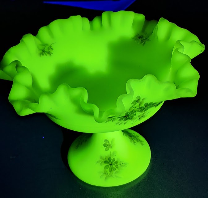 Fenton Uranium Satin Custard Compote Dish