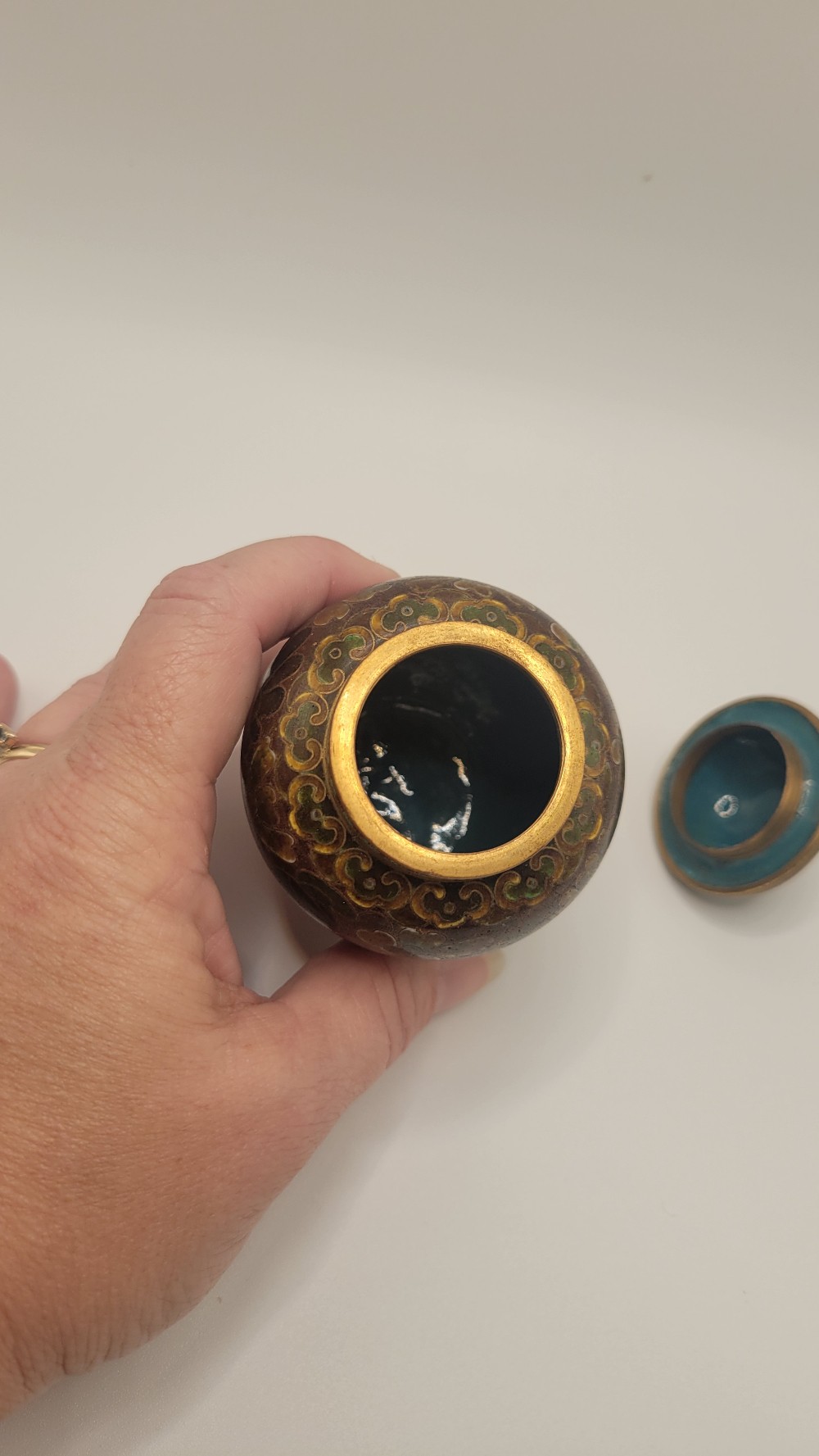 Vintage Cloisonné Lidded Ginger Jar