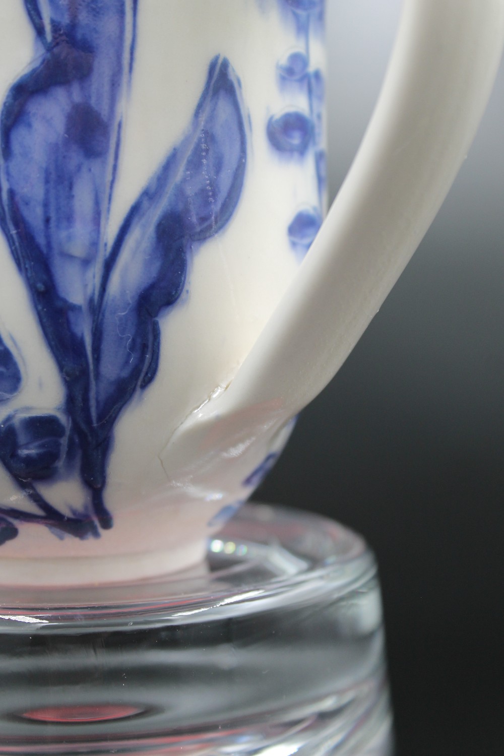 Handmade studio pottery mug blue/white