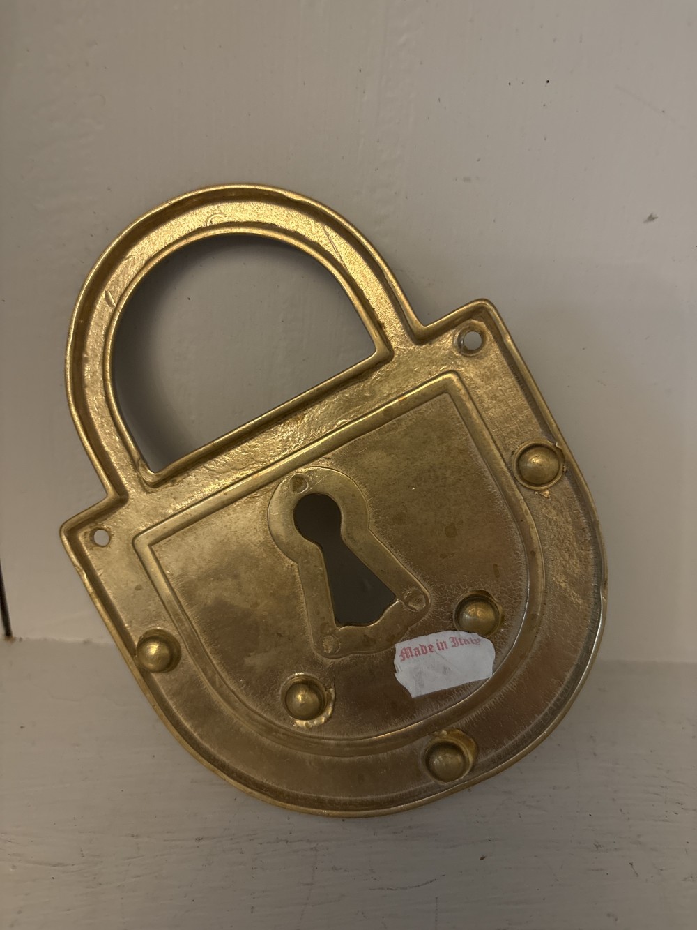 Vtg 1970's Wall Mount Keyholder 5 Hook Padlock Design  Made In Italy