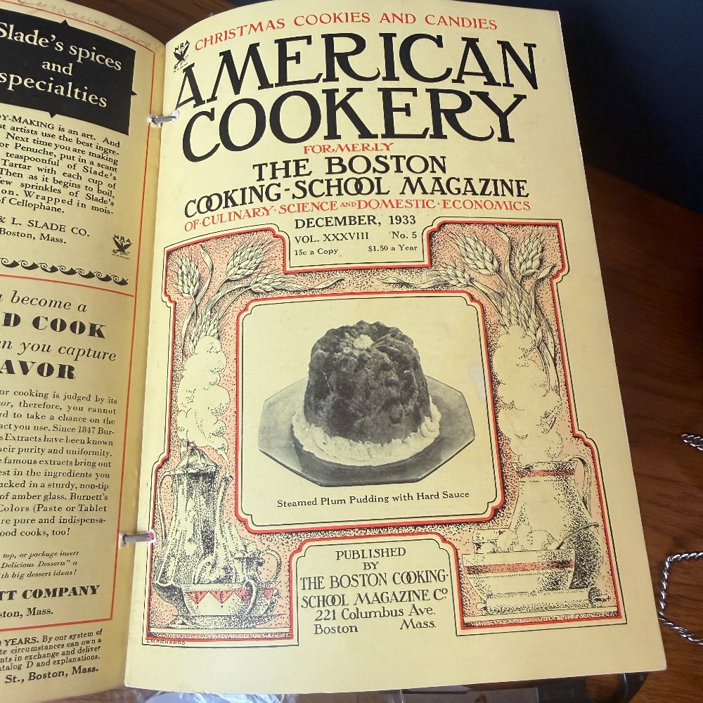 Bound American Cookery Magazine 1933–1935 Burgundy Cloth Kitchen Ephemera - DANA