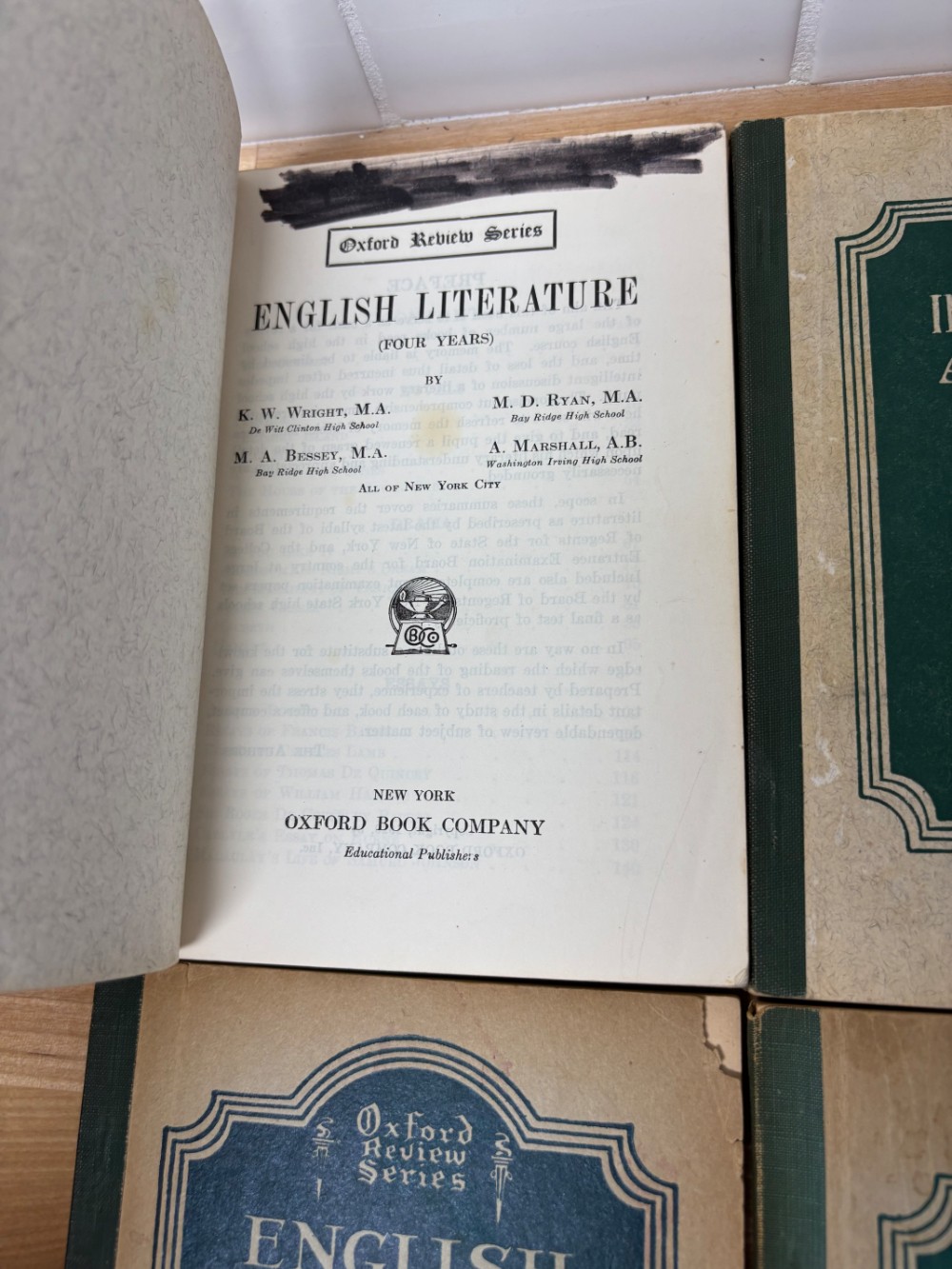 Book Set Antiquarian Oxford Review Series English Grammar Literature Algebra Spanish Paperbacks (1925–1933)