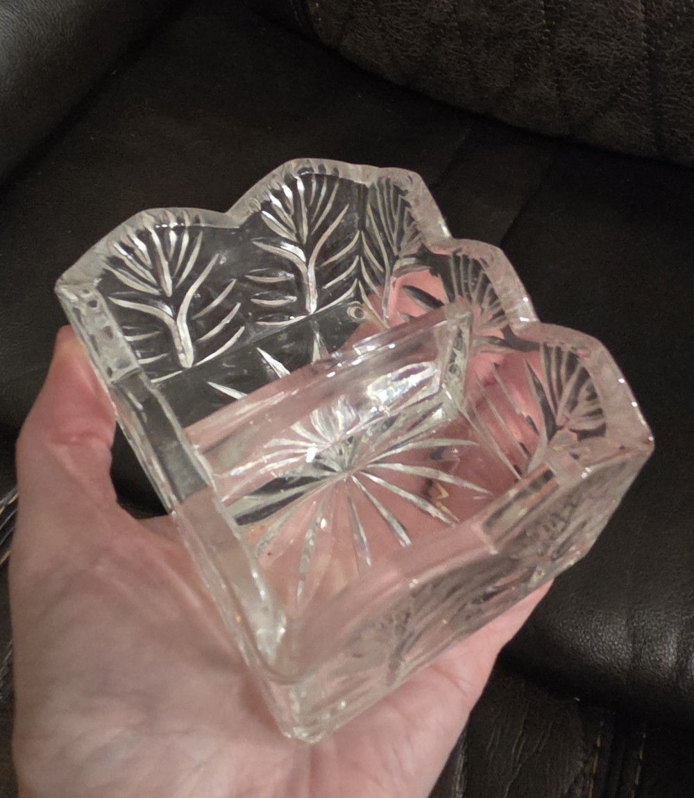 VTG Crystal Fifth Ave Portico Tea & Sugar Packet Holder