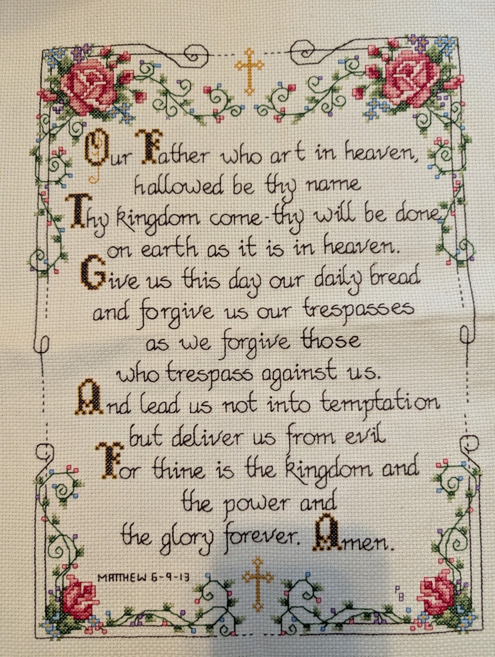 Cross-stitch Lord's Prayer