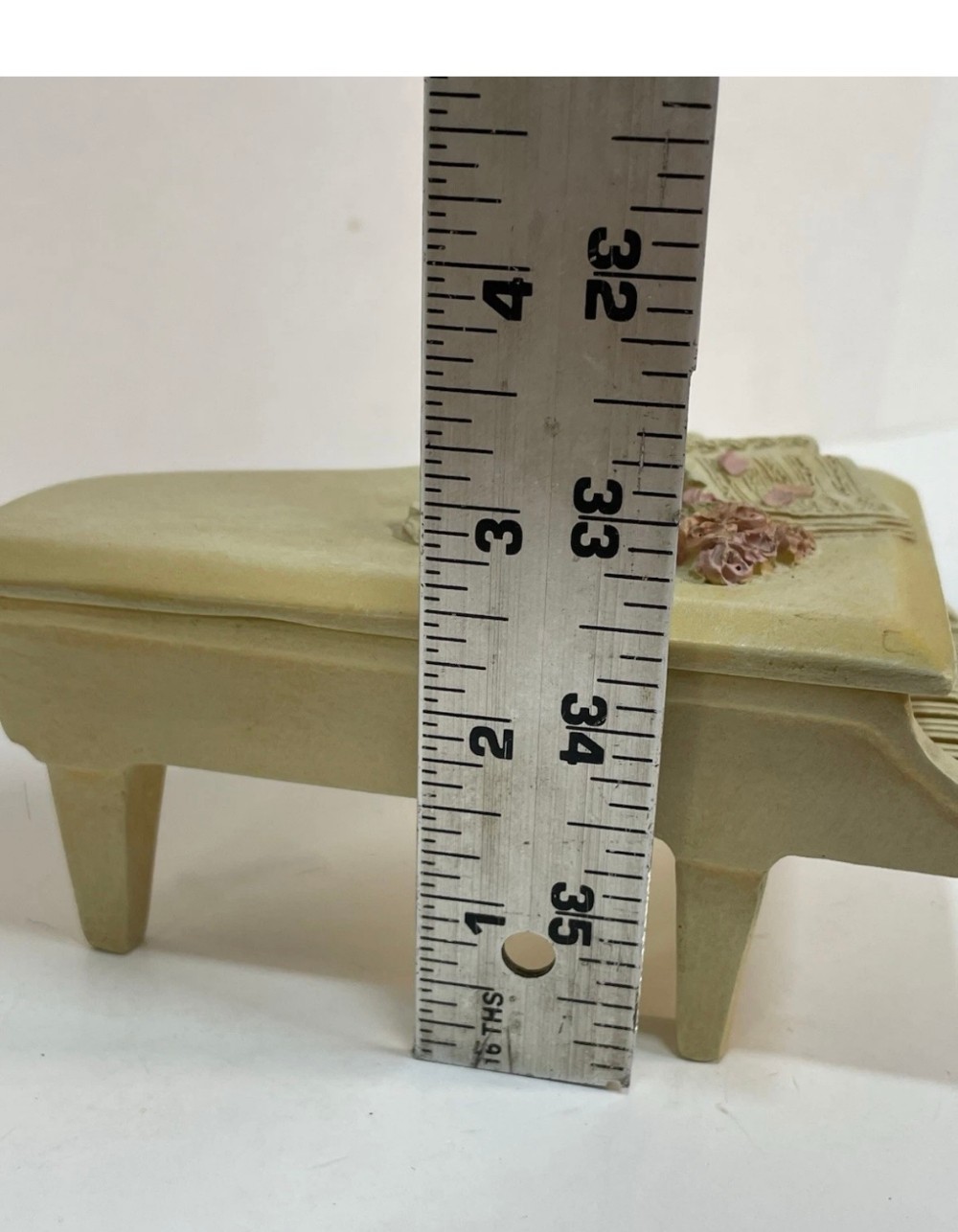Trinket Box Grand Piano Resin with Lid & Framed Music Quote Jewelry Keepsake Gift Set Vintage
