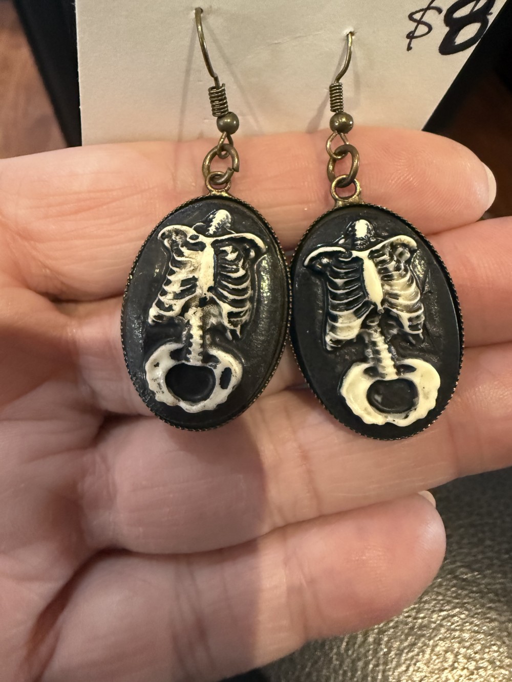 Earrings - Torso Skeleton Cameo