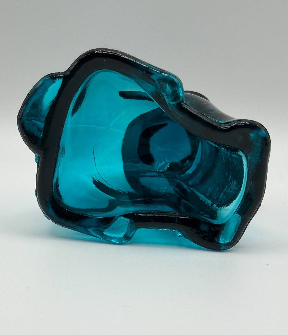 Boyd Glass Pooche the Dog Vintage Figurine - Translucent Teal Blue Art Glass
