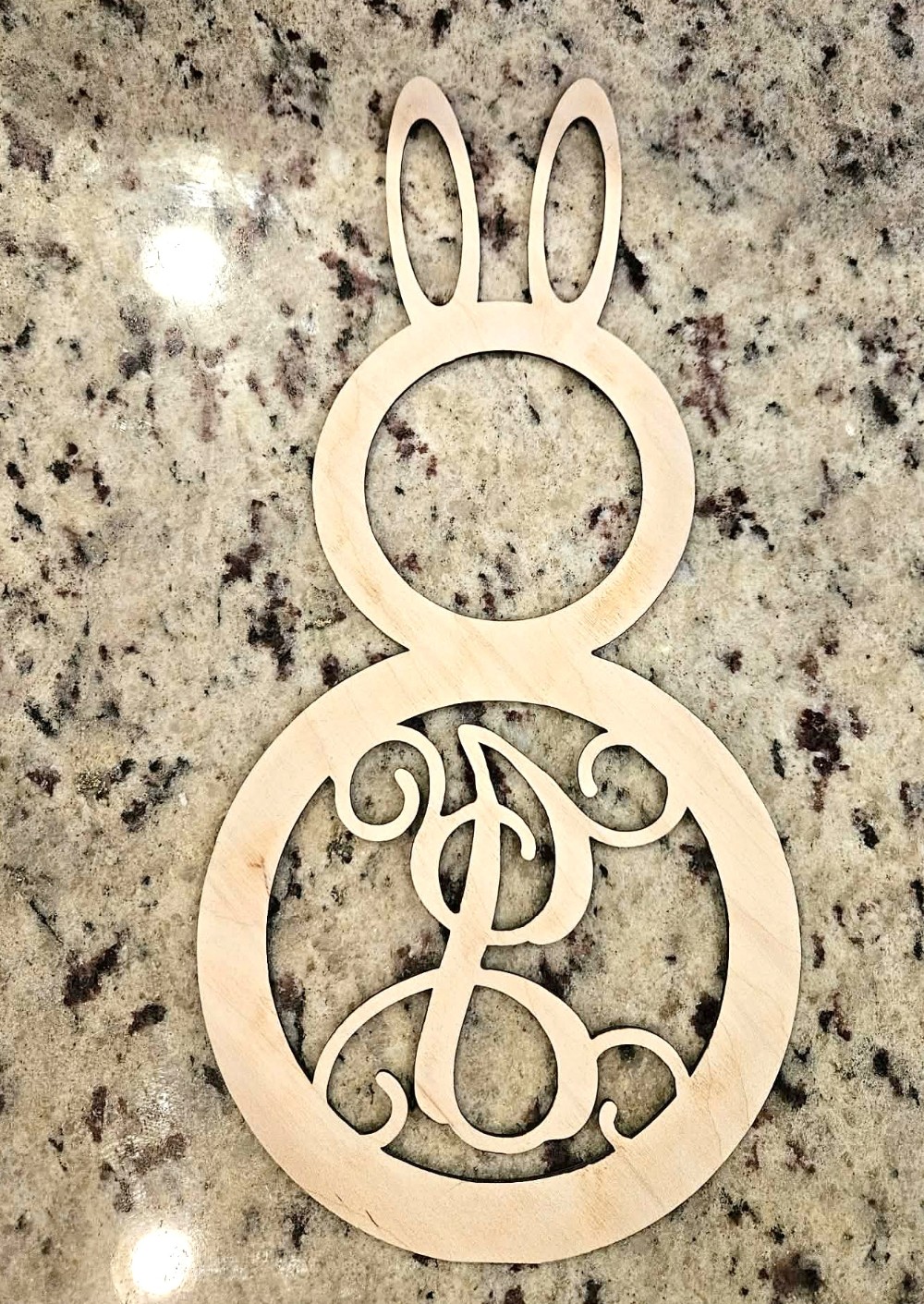 14 in Wood Laser Cut Bunny Monogram - Letter J